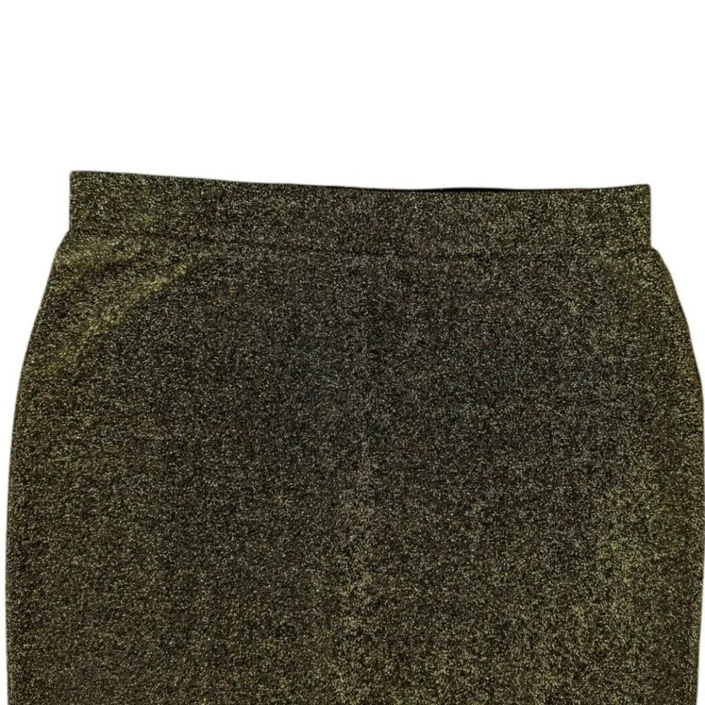 Michael Kors Black & Gold Ponte Stretch Pencil Skirt, Size Medium